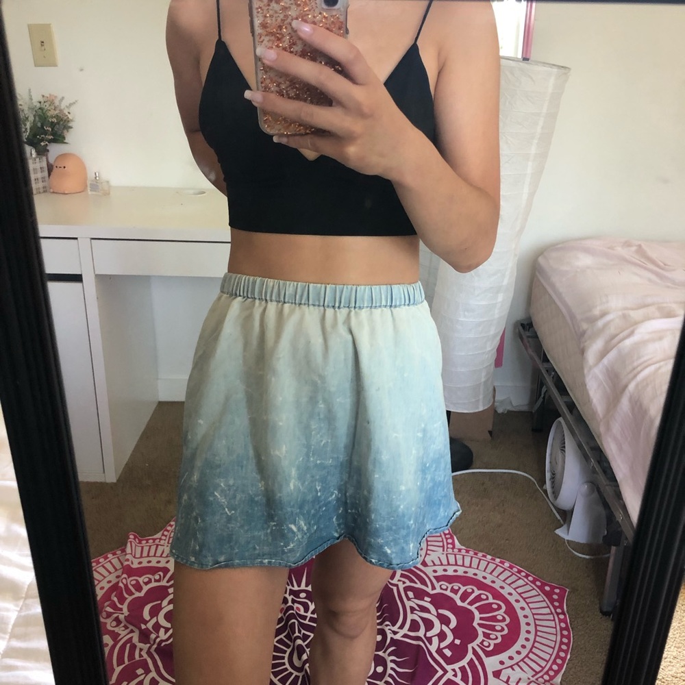 💫ombre destroyed denim print miniskirt